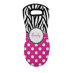 Zebra Print & Polka Dots Neoprene Oven Mitt w/ Name or Text
