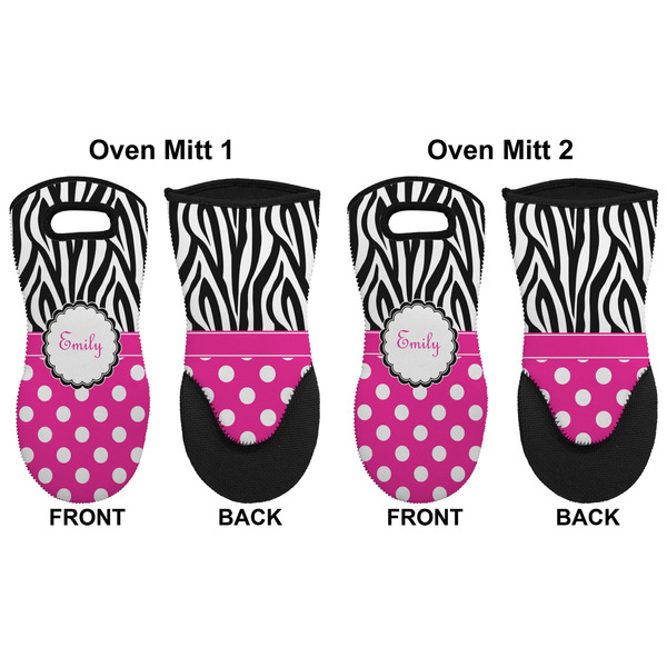 Zebra Print & Polka Dots Neoprene Oven Mitt - Set of 2 - Approval