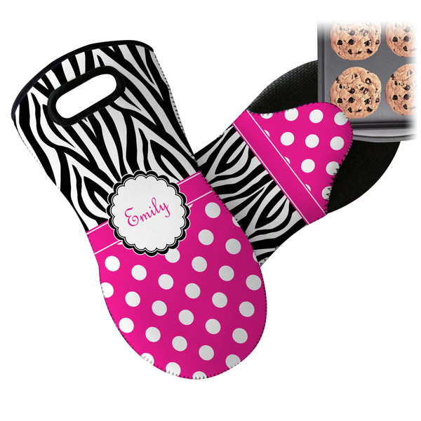 Zebra Print & Polka Dots Neoprene Oven Mitt