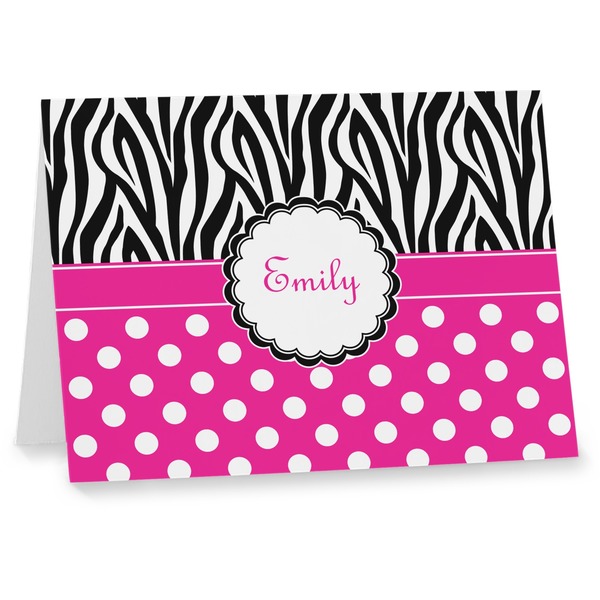 Custom Zebra Print & Polka Dots Note cards (Personalized)
