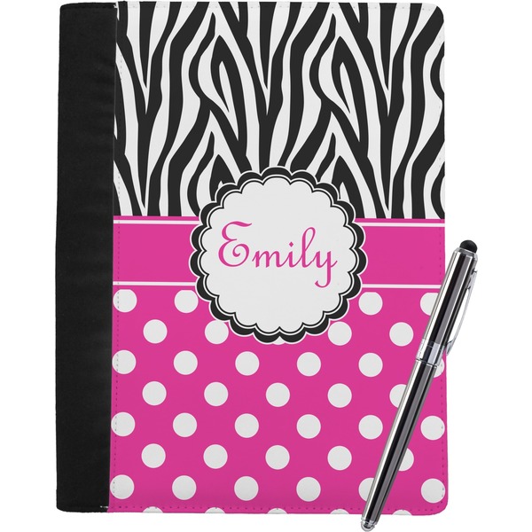 Custom Zebra Print & Polka Dots Notebook Padfolio - Large w/ Name or Text