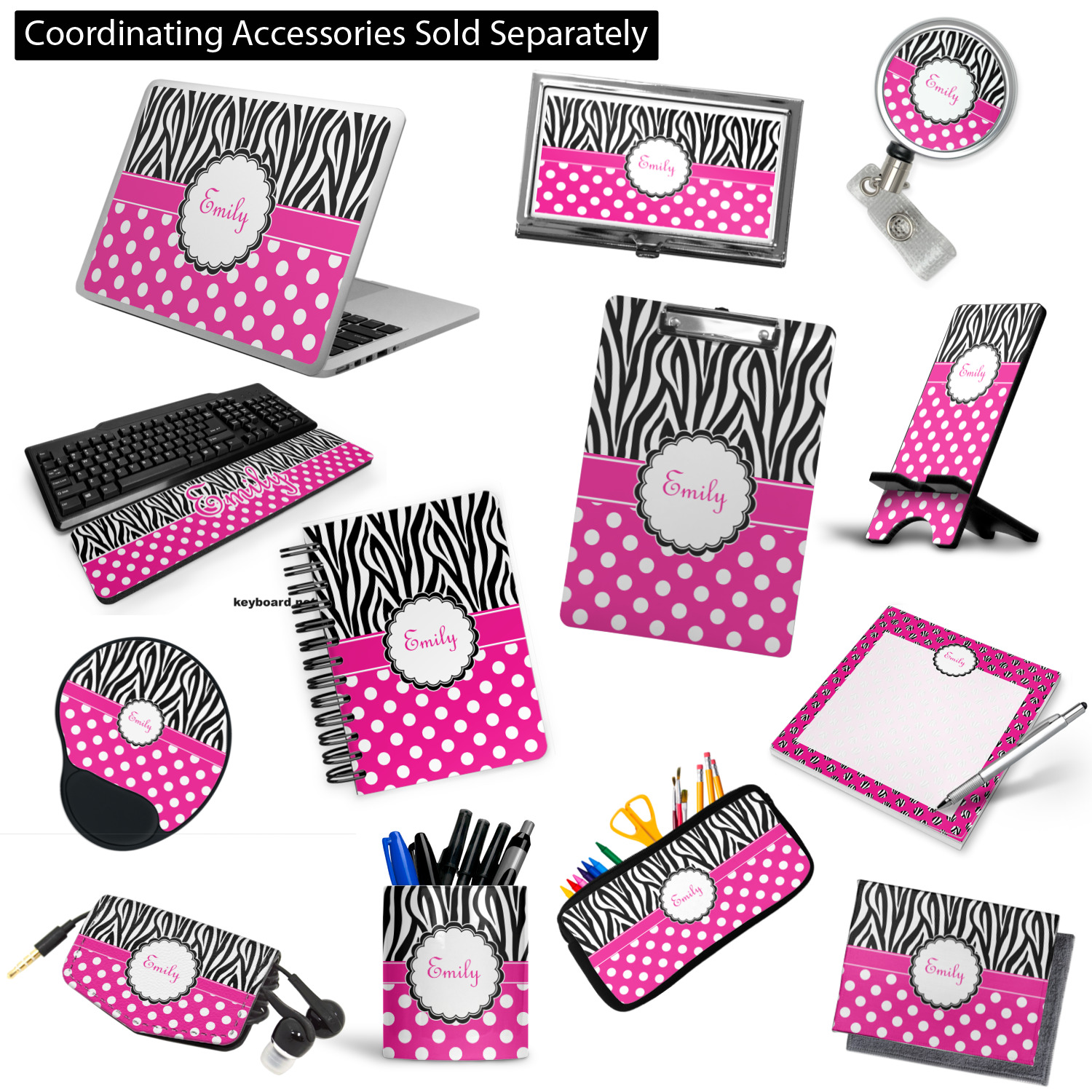Zebra Print Polka Dots Notebook Padfolio Personalized