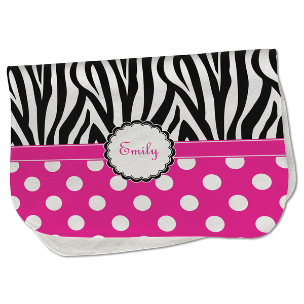 Custom Zebra Print & Polka Dots Burp Cloth - Fleece w/ Name or Text