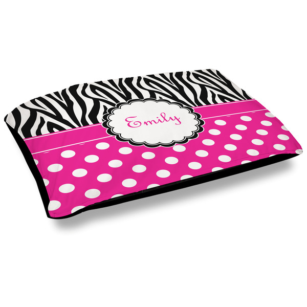 Custom Zebra Print & Polka Dots Dog Bed w/ Name or Text