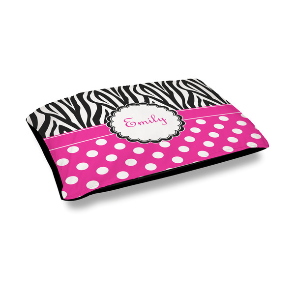 Custom Zebra Print & Polka Dots Outdoor Dog Bed - Medium (Personalized)
