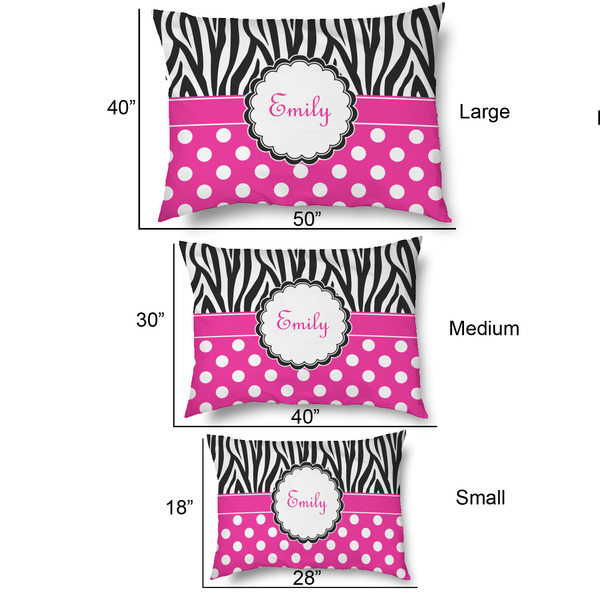 Zebra Print & Polka Dots Outdoor Dog Beds - SIZE CHART