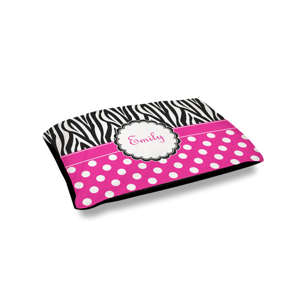Custom Zebra Print & Polka Dots Outdoor Dog Bed - Small (Personalized)