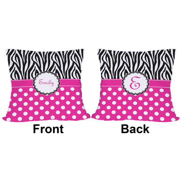 Zebra Print & Polka Dots Outdoor Pillow - 16x16