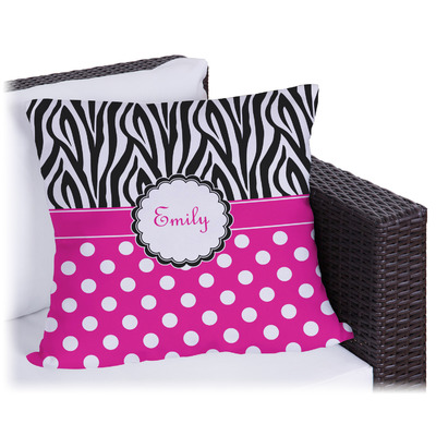Zebra Print & Polka Dots Outdoor Pillow - 26" (Personalized)