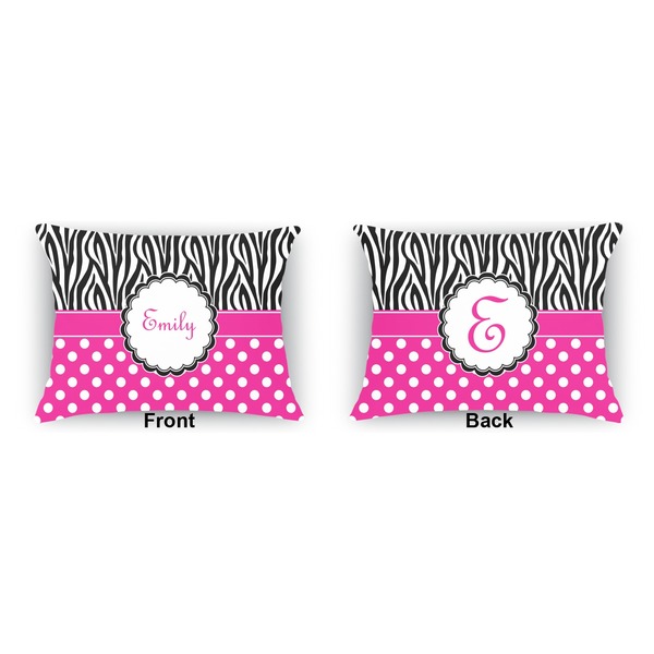 Zebra Print & Polka Dots  Outdoor Rectangular Throw Pillow (Front and Back)
