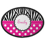 Zebra Print & Polka Dots Iron On Oval Patch w/ Name or Text