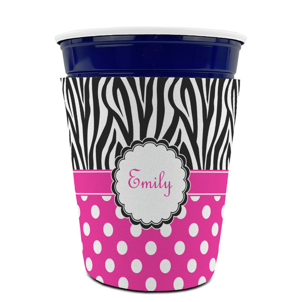 Zebra Print & Polka Dots Party Cup Sleeves - without bottom - FRONT (on cup)