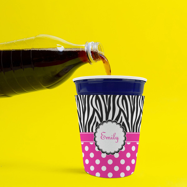 Zebra Print & Polka Dots Party Cup Sleeves - without bottom - Lifestyle
