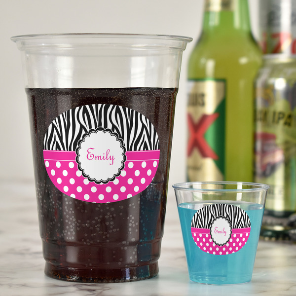 Zebra Print & Polka Dots Party Cups - 16oz - In Context