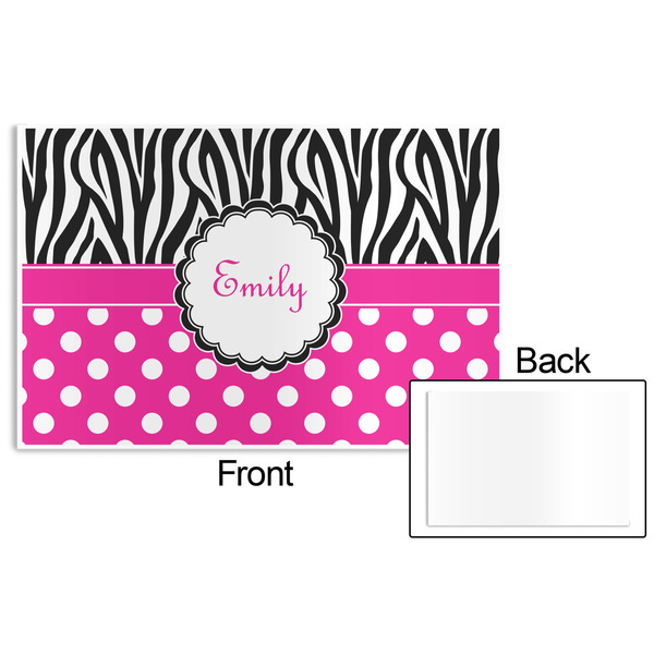 Zebra Print & Polka Dots Disposable Paper Placemat - Front & Back
