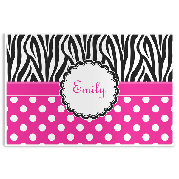 Custom Zebra Print & Polka Dots Disposable Paper Placemats (Personalized)