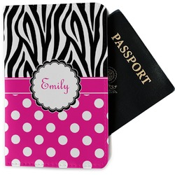 Zebra Print & Polka Dots Passport Holder - Fabric (Personalized)