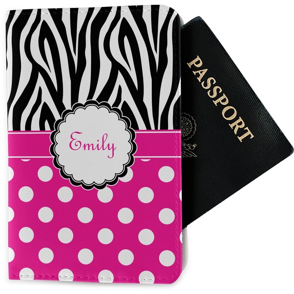 Custom Zebra Print & Polka Dots Passport Holder - Fabric (Personalized)