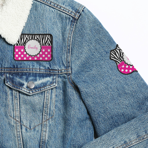 Zebra Print & Polka Dots Patches Lifestyle Jean Jacket Detail