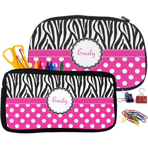 Zebra Print & Polka Dots Pencil / School Supplies Bags Small and Medium