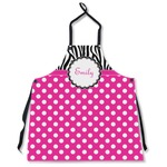 Zebra Print & Polka Dots Apron Without Pockets w/ Name or Text