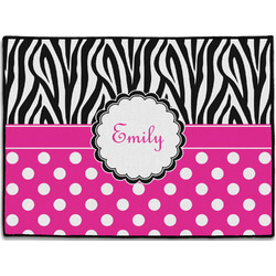 Zebra Print & Polka Dots Door Mat - 24"x18" (Personalized)
