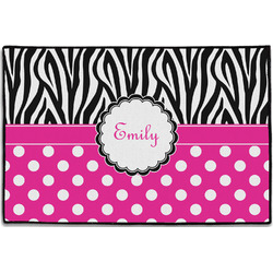 Zebra Print & Polka Dots Door Mat - 36"x24" (Personalized)