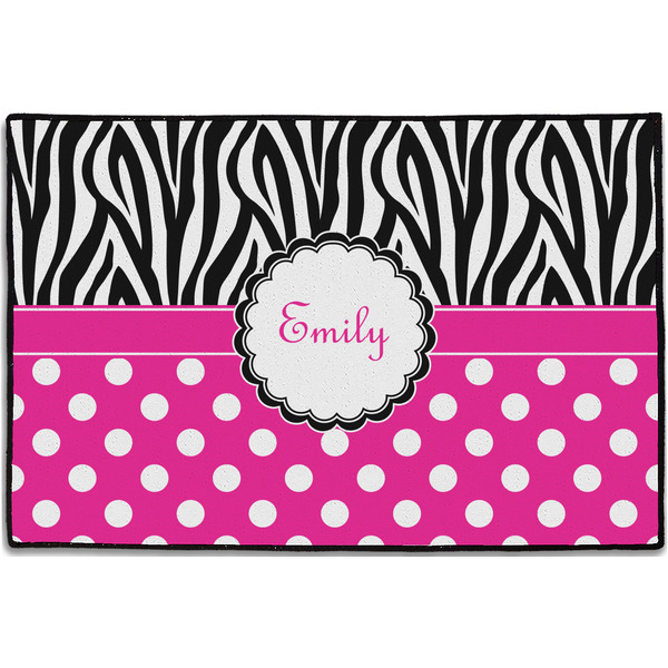 Zebra Print & Polka Dots Personalized Door Mat - 36x24 (APPROVAL)