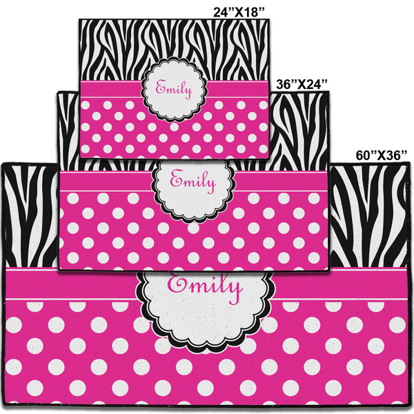 Zebra Print & Polka Dots Personalized Door Mat - Group Parent IMF