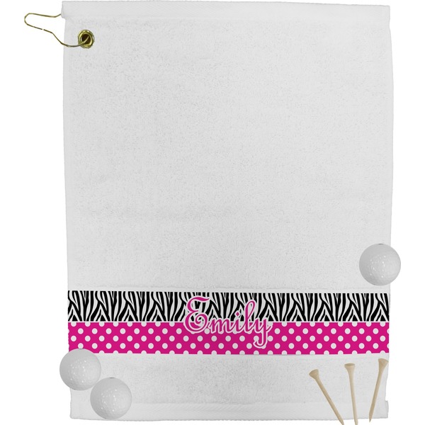 Custom Zebra Print & Polka Dots Golf Bag Towel (Personalized)