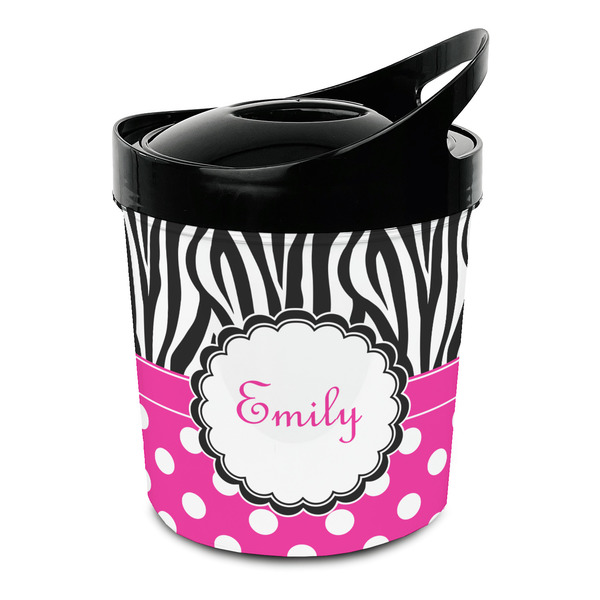 Custom Zebra Print & Polka Dots Plastic Ice Bucket (Personalized)