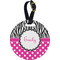 Zebra Print & Polka Dots Plastic Luggage Tag - Round (Personalized)