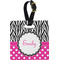 Zebra Print & Polka Dots Plastic Luggage Tag - Square w/ Name or Text