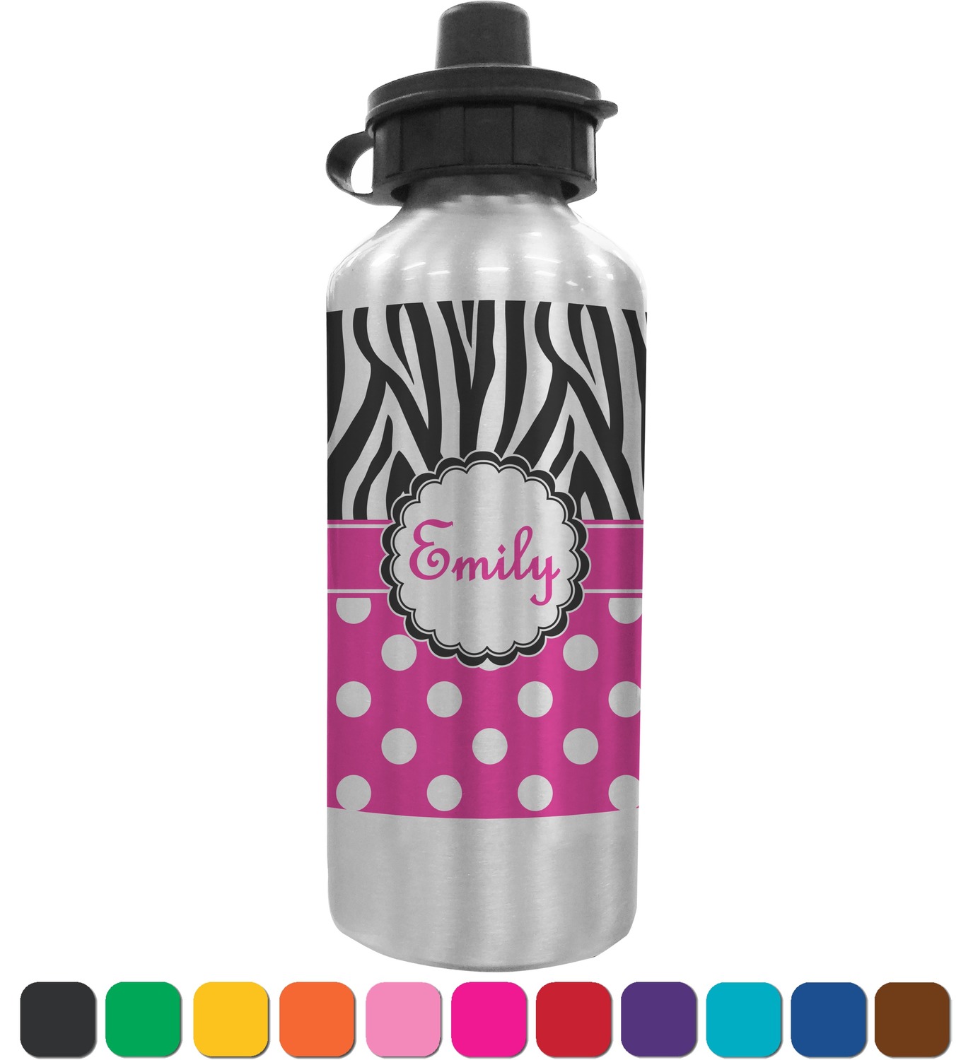 Zebra Print & Polka Dots Water Bottle (Personalized) YouCustomizeIt