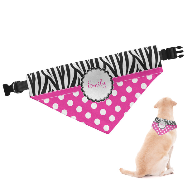 Custom Zebra Print & Polka Dots Dog Bandana - XLarge (Personalized)