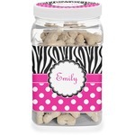 Zebra Print & Polka Dots Dog Treat Jar (Personalized)