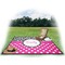 Zebra Print & Polka Dots Picnic Blanket - with Basket Hat and Book - in Use