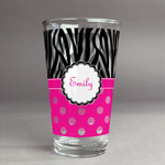 Zebra Print & Polka Dots Pint Glass - Full Print (Personalized)