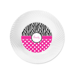 Zebra Print & Polka Dots Plastic Party Appetizer & Dessert Plates - 6" (Personalized)