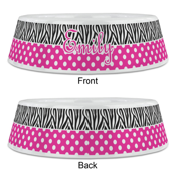 Zebra Print & Polka Dots Plastic Pet Bowls - Large - APPROVAL