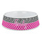 Zebra Print & Polka Dots Plastic Dog Bowl - Large (Personalized)