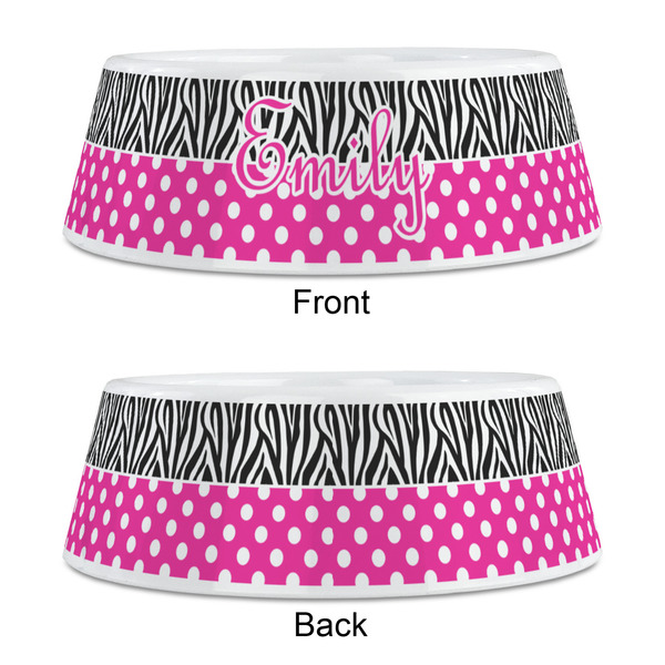 Zebra Print & Polka Dots Plastic Pet Bowls - Medium - APPROVAL