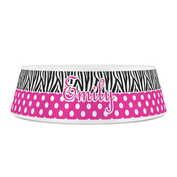 Zebra Print & Polka Dots Plastic Pet Bowls - Small - FRONT