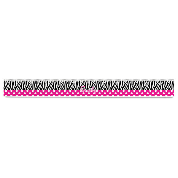 Zebra Print & Polka Dots Plastic Ruler - 12" - FRONT