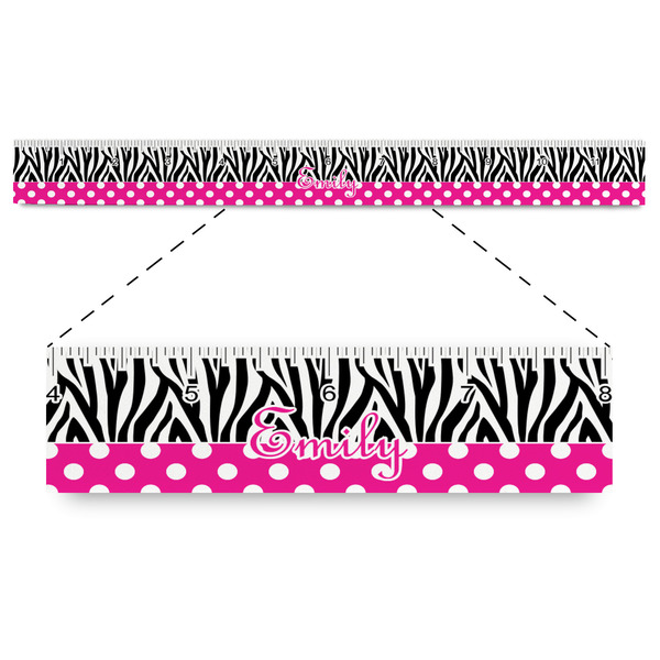 Custom Zebra Print & Polka Dots Plastic Ruler - 12" (Personalized)