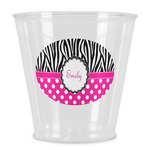 Zebra Print & Polka Dots Plastic Shot Glass (Personalized)