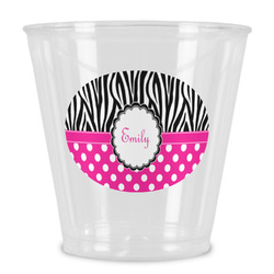 Zebra Print & Polka Dots Plastic Shot Glass (Personalized)