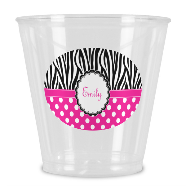 Custom Zebra Print & Polka Dots Plastic Shot Glass (Personalized)