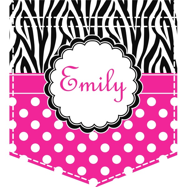 Custom Zebra Print & Polka Dots Iron On Faux Pocket (Personalized)