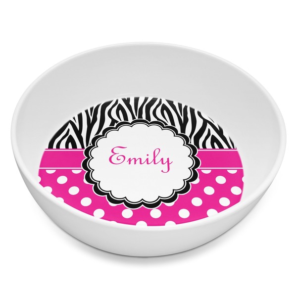 Custom Zebra Print & Polka Dots Melamine Bowl - 8 oz (Personalized)